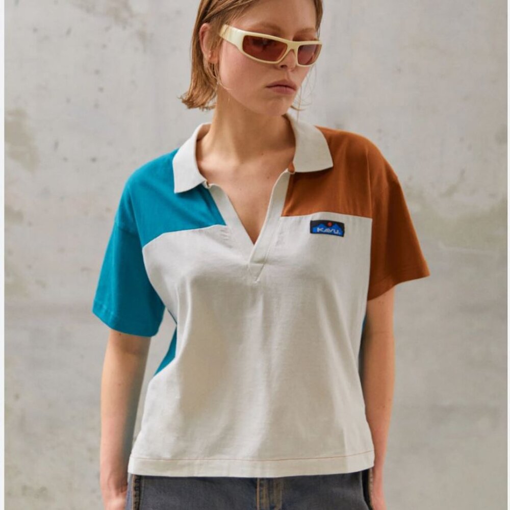 Kavu color blocked relaxed fit collared shirt (slightly cropped)
